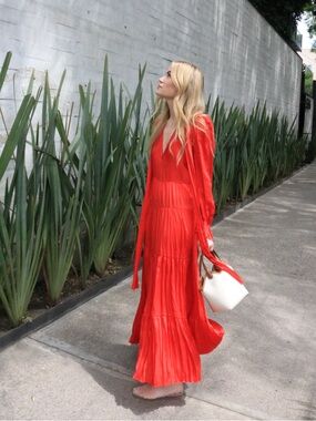 Zara Trinny Red Pleated Dress XS